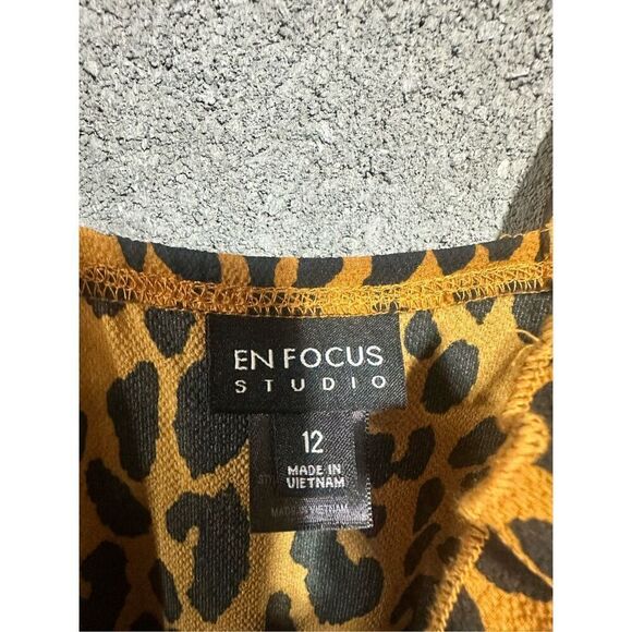 Enfocus Studio Size 12 Women's Leopard Print Jumpsuit Black Gold Boho Chic - Picture 4 of 5